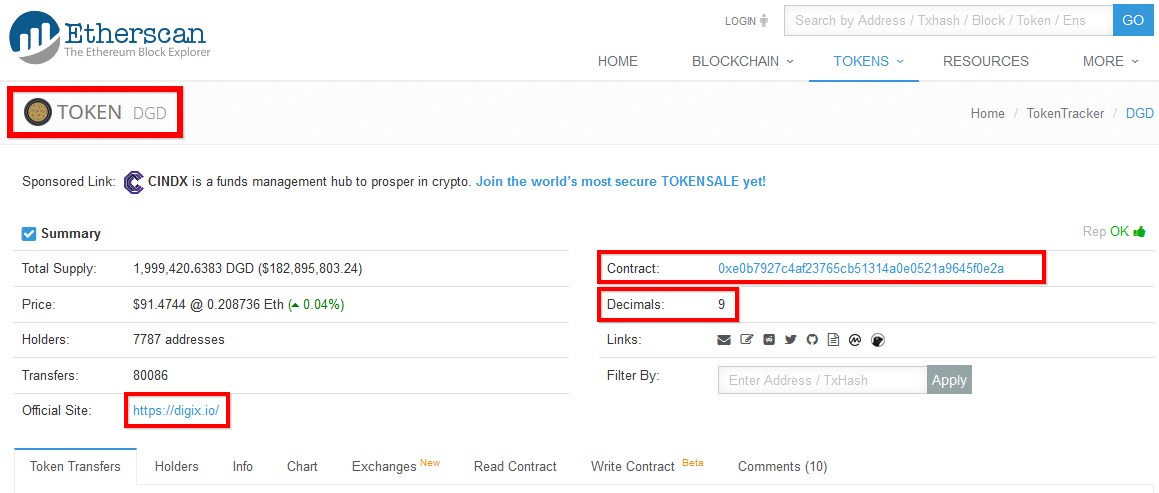 آموزش ساخت و استفاده از کیف پول متامسک (MetaMask) مشخصات توکن در etherscan