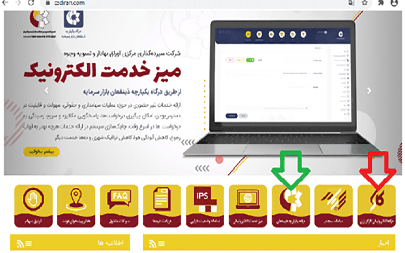 صفحه ورود به خدمات سامانه