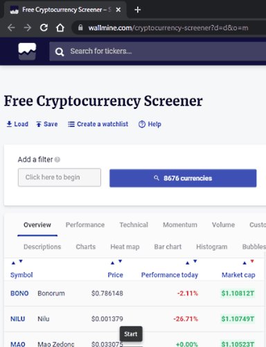 wallmine cryptocurrency screener 2021 10 07 11 20 07