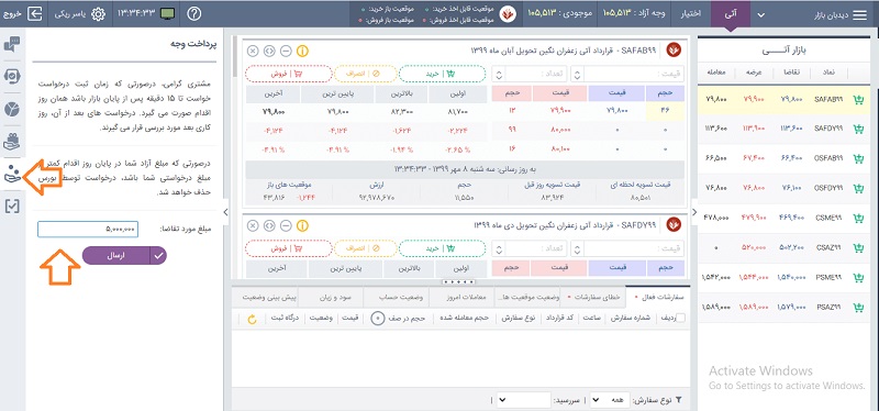 مراحل شارژ حساب آتی کالا حساب آتی 2